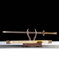 Épée Han en bronze antique 1065CS faite à la main, avec garnitures en cuivre sculptées, fourreau gaufré crème, épée de collection et d'exposition