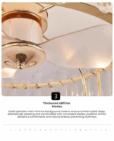 Ventilateur de plafond lumineux JYLIGHTING, lustre moderne de luxe résidentiel, 42 pouces, à intensité variable, télécommande, cristal doré, LED