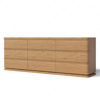 Commode à 9 tiroirs en bois massif FERLY, style moderne minimaliste, chêne naturel, large commode de rangement pour chambre à coucher