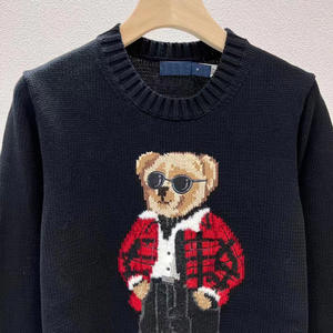 Maglione in Puro <span class=keywords><strong>Cotone</strong></span> di Alta Qualità con Ricamo Orsacchiotto Stile Campus Americano per <span class=keywords><strong>Donna</strong></span>, Novità Autunno-Inverno - Product Image 3