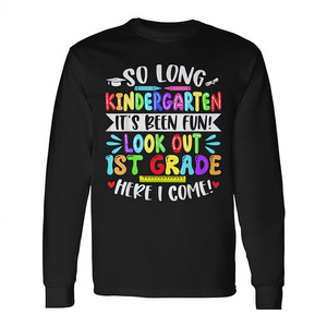 T-shirt a maniche lunghe per bambini dell'asilo, unisex, girocollo, con stampa digitale, per il ritorno a scuola, laurea - Product Image 2