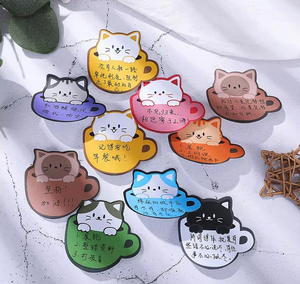 Bloc-notes auto-adhésif de dessin animé créatif Colorful Small Cup Cat Sticky Notes Papier offset résistant à la déchirure pour l'écriture de cadeaux - Product Image 5