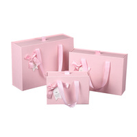 Boîte cadeau créative rose rectangulaire en carton style nœud papillon, boîte d'emballage de bijoux couleur unie pour bijoux et montres