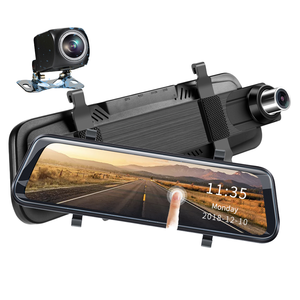 เครื่องบันทึกวิดีโอหน้าจอสัมผัส10นิ้วเครื่องบันทึกวิดีโอกระจกมองหลังเลนส์คู่กล้องติดรถยนต์2.5D รถยนต์กระจก - Product Image 1