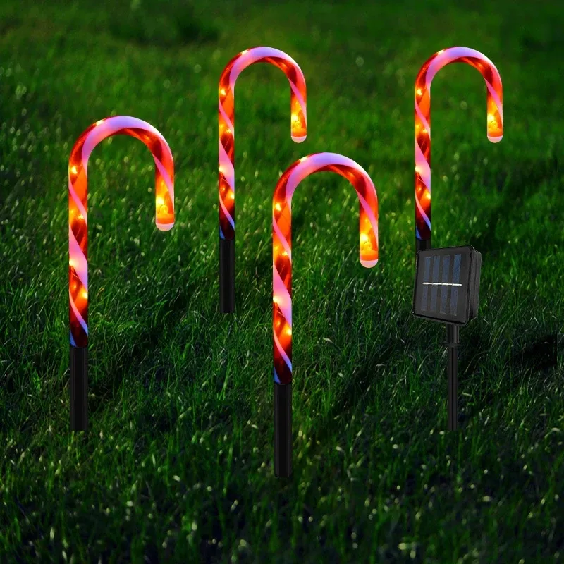 Outdoor wasserdichte Garden Yard Lawn Pathway Marker Weihnachts tag Dekoration Pfähle Lampe Led Solar Weihnachten Candy Cane Light