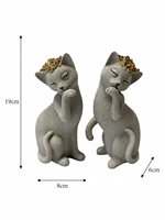 Statue de chat en résine dorée avec couronne de fleurs, figurine d'animal mignonne, sculpture de table pour chambre à coucher, décoration de la Saint-Valentin, cadeau pour la maison
