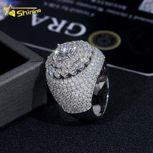 Vergoldeter Herren <span class=keywords><strong>ring</strong></span> Feiner Schmuck Schneller Versand GRA Moissan ite Herren <span class=keywords><strong>ring</strong></span> 925 Silber Iced Out Hip Hop Ringe - Product Image 6