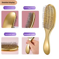 Peigne de massage en bambou électroplaqué style Zeus, double usage pour soins du cuir chevelu et des méridiens, antistatique, à dents hautes et basses, pour cheveux secs, usage domestique