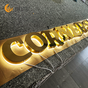 Personalizado 3D oro Metal diseño acrílico <span class=keywords><strong>LED</strong></span> retroiluminado signo negocio logotipo publicidad corte carta tablero para el hogar Hotel empresa - Product Image 4