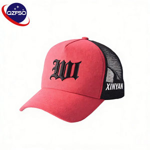 Casquette Trucker QZFSO personnalisée en gros, 5 panneaux, broderie 3D, unisexe, en jean et toile, casquette de baseball en maille, pour la plage et les sports de plein air, Gorras - Product Image 1