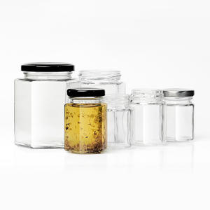 ขวดน้ำผึ้งแก้วทรงหกเหลี่ยม ขวดน้ำผึ้งแก้วทรงหกเหลี่ยมพร้อมฝาสีทองสำหรับแยม ลูกอม <span class=keywords><strong>น</strong></span>้ำผึ้ง - Product Image 3