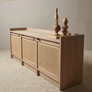 Kairo Cabinet Solid Wood <b>Storage</b> Cabinet with Rattan Door Natural Oak Side Cabinet Minimalist Scandinavian Furniture Lumora - Product Image 4