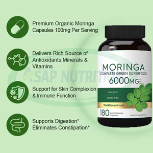 プライベートブランド モリンガ葉エキスオイルカプセル 消化をサポート OEMサプリメント 最高品質オーガニックモリンガカプセル - Product Image 2