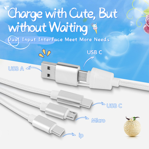 Cavo di Ricarica Multihead dal Design Originale a Forma di Gelato, Regalo Promozionale, Cavo USB Type-C Intrecciato in Nylon Carino 4 in 1 da 1m - Product Image 3