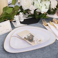175 pièces incassable jetable pas cher jetable PS en plastique dur jetable assiettes de fête de mariage vaisselle assiettes en plastique ensemble