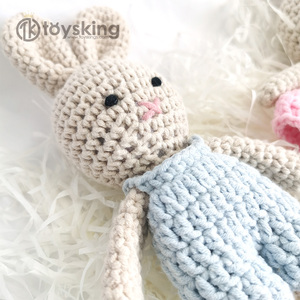 Lapin en <span class=keywords><strong>crochet</strong></span> fait main pour bébé - Jouet apaisant pour la dentition et le sommeil, peluche douce pour nouveau-né de 0 à 6 mois - Product Image 3