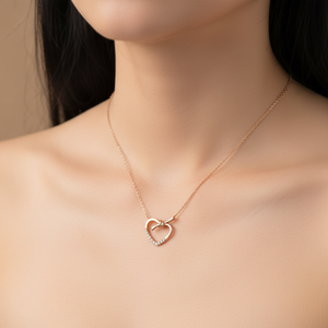 Proveedor de Hong Kong, Joyería Fina, Elegante Collar de Oro Rosa de 18K con Diseño de Corazón de Amor, con Diamantes Naturales Reales, para Regalo de Mujer - Product Image 2