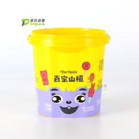 Seau en plastique réutilisable de 1,2 L, imprimé IML, pour aliments, popcorn, emballage personnalisé, bac avec poignée