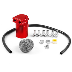 Getitall Boîte de ventilation d'huile en aluminium 05007A à deux trous pour récupération des gaz d'échappement, pour modification automobile, avec laine d'acier et ruban téflon - Product Image 4