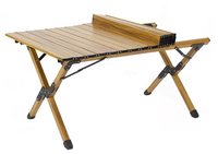 Table pliante légère en alliage d'aluminium, motif bois, pour camping et pique-nique en extérieur