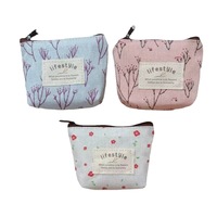 Tas Kunci Grosir Dompet Ritsleting Logo Dicetak Kustom Katun Wanita Dompet Mini Kanvas