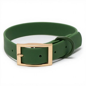 Collier pour chien en PVC moderne avec logo personnalisé, couleur terre cuite, surface douce et lisse, facile à nettoyer, imperméable, à libération rapide, métal doré - Product Image 1