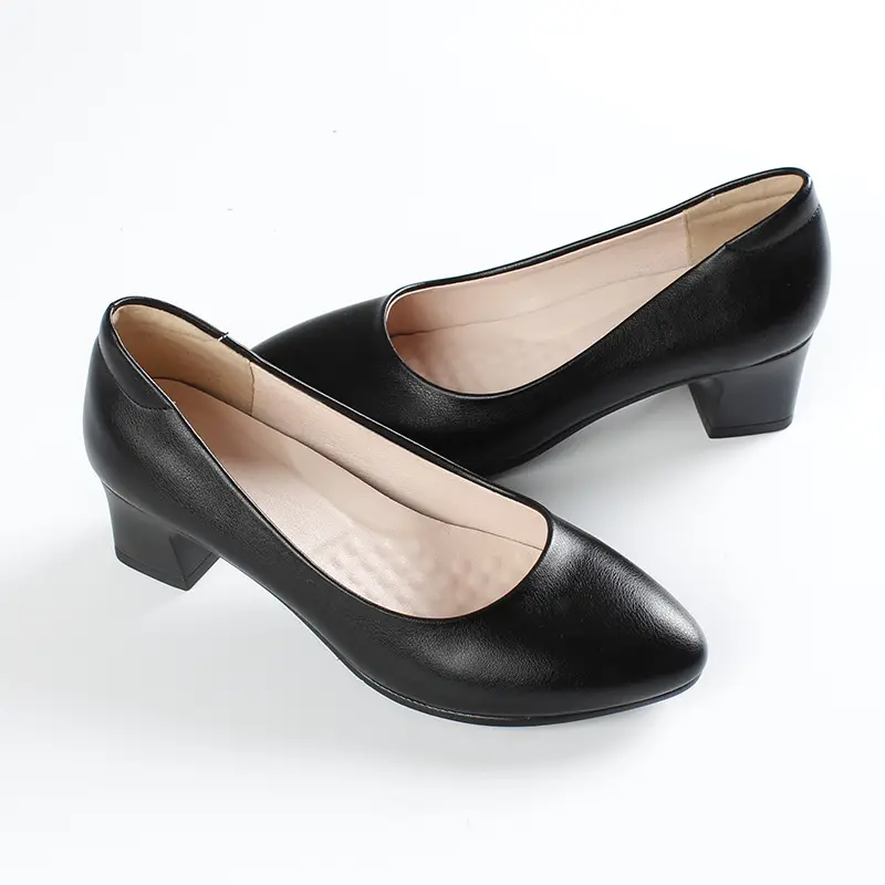 Kadınlar için blok topuk ayakkabı ofis iş ayakkabıları bayanlar için düşük topuk ofis kadınlar için pompalar ayakkabı kadın Shoes dökün Femme