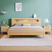 Lit double moderne, lit queen-size, cadre de lit en bois massif, lit plateforme multifonctionnel, rangement, écologique, gain de place, chambre à coucher