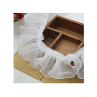 Ruban à volants en polyester de 8 cm, en mousseline tissée unie, élastique, avec dentelle et volants, pour la couture DIY de robes de mariée, chapeaux et coiffes