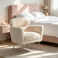 Fauteuil inclinable en fausse fourrure crème, fauteuil d'appoint moderne, fauteuil de détente avec pieds en métal doré pour salon, salle à manger, bar à domicile, certifié BSCI