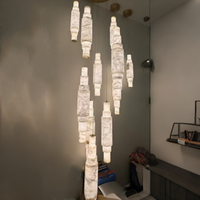 Lustre de villa postmoderne de luxe léger, luminaire suspendu en cuivre massif pour salon double hauteur, mezzanine et escalier