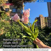 DC224 Vente en gros de 3 tiges de tulipes en PU à volants, bouquet de 50 cm de long, tulipes artificielles au toucher réel pour la décoration de centre de table