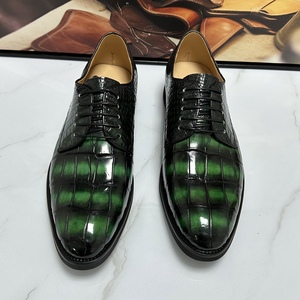 Zapatos Oxford de vestir formales con cordones y punta cuadrada para hombre, 100% cuero de cocodrilo, suela de goma, para todas las estaciones, para oficina. - Product Image 5