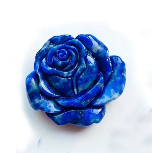 Pendentif Fleur de <span class=keywords><strong>Lapis</strong></span> <span class=keywords><strong>Lazuli</strong></span> Naturel pour la Fabrication de Bijoux, 3,5 cm, Fleur en Pierre Précieuse Sculptée à la Main, Charme pour Collier et Bracelet - Product Image 1