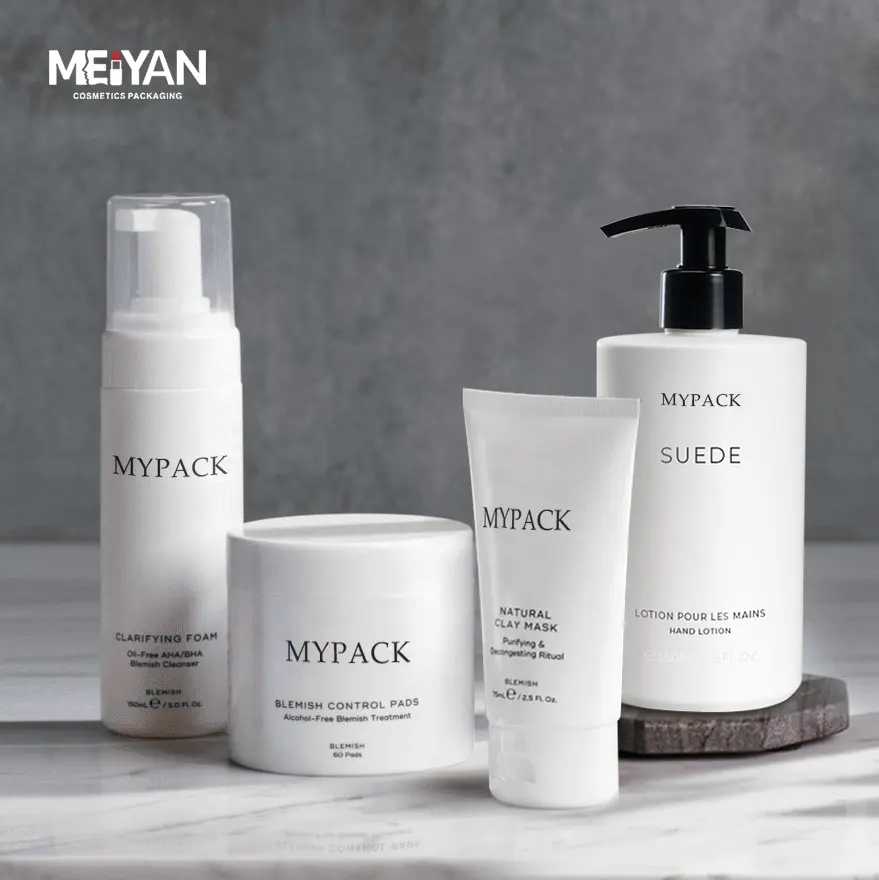 MYPACK 럭셔리 매트 화이트 바디 및 헤어 샴푸 컨디셔너 폼 페이스 워시 샤워 젤 바디 크림 병 컨테이너 세트