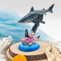 Ancre de requin Sculpture en polyrésine Base de corail Style d'art populaire Plage Résine Artisanat Motif animal Figurines souvenirs pour les touristes