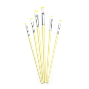 <strong>Pop</strong> Yellow Nylon Plastic Handle 6 Flat Peak Artist Professional Painting <strong>Brushes</strong> - Product Image 1