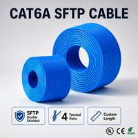 Kabel LAN Cat6a SFTP Bersertifikasi Tiga Lapis 305m 1000ft Double Shielded 4 Pair UL CE RoHS Ethernet untuk Pengaturan LAN
