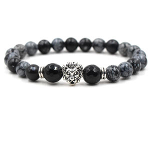 Bracelet <span class=keywords><strong>de</strong></span> Yoga en pierre naturelle, léopard, tête <span class=keywords><strong>de</strong></span> Lion, hibou, château, breloque avec patte, perles <span class=keywords><strong>de</strong></span> tressage réglables, 8MM, 1 pièce - Product Image 1