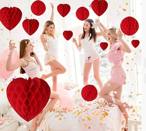 DAMAI Regalo de San Valentín, Decoración Navideña de Corazones de Papel Rojos en Forma de Panal para Bodas y San Valentín - Product Image 4