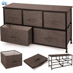 Table de chevet avec 2 <span class=keywords><strong>tiroirs</strong></span>, <span class=keywords><strong>petite</strong></span> <span class=keywords><strong>commode</strong></span> avec bacs en tissu pour chambre à coucher, chambre d'enfant, placard, salon - Product Image 6