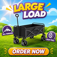 Chariot de camping pliable en acier de marque SYNC avec roues tout-terrain, poignée rétractable - Capacité extra-large pour pique-nique et vente ambulante