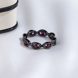 Messi Jewelry MSR-1788 9K Gold Round Cut Fashion <b>Ring</b> <b>Black</b> rhodium plating Sapphire Gemstone <b>Ring</b> - Product Image 1