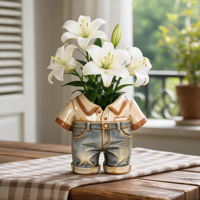 Vase en céramique de luxe, fait main, personnalisé, en forme de costume, pour décoration intérieure, centre de table de salon, arrangement floral, OEM, moderne, émaillé