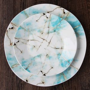 GXKC Gold Flower <span class=keywords><strong>Vajilla</strong></span> Platos de porcelana de cerámica Royal New Bone China Dinner Sets <span class=keywords><strong>Vajilla</strong></span> de lujo - Product Image 2