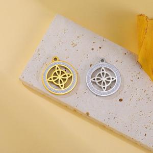 Dijes Redondos <span class=keywords><strong>de</strong></span> Nudo <span class=keywords><strong>de</strong></span> Bruja con Circonita Transparente para Hacer Collares y Pendientes, Acero Inoxidable, Color Dorado, Amuletos <span class=keywords><strong>de</strong></span> Brujería - Product Image 4
