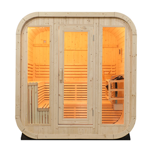 Cabine de sauna extérieure moderne en bois massif de pin blanc, sauna de jardin avec chauffage - Product Image 4