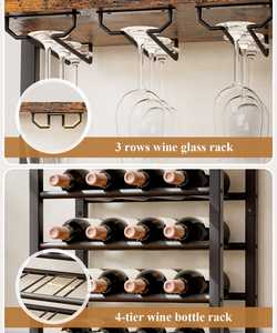 Meuble à vin sur pied pour 16 bouteilles avec porte-verres à vin et tiroirs pour bar à domicile, salon - Product Image 2