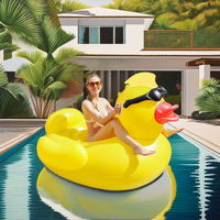 Piscine d'été PVC Rhubarbe Canard Cercle de natation Montages Animaux Canards Canards jaunes Lit flottant gonflable