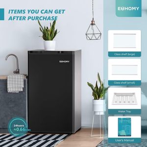 Mini réfrigérateur EUHOMY avec congélateur, 90 litres, réfrigérateur compact, porte simple, thermostat réglable, pose libre - Product Image 6